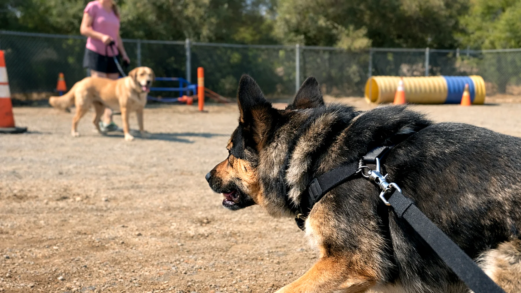 Il cane mostra comportamenti aggressivi o eccessivamente eccitati durante gli allenamenti comportamentali in presenza di altri animali, rendendo difficile mantenere la concentrazione e l'obbedienza agli esercizi impartiti dal proprietario."